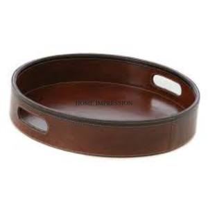 Plateau de table en bois d'acacia de la plus belle forme du designer Plateau de service fini émaillé Fourniture de plateaux en Inde - Product Image 3