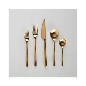 Washable Custom Logo <b>Black</b> Long Rectangular Handle & Gold Plated Luxury Hotel Wedding Flatware <b>Set</b> Gold <b>Cutlery</b> <b>Set</b> Flatware - Product Image 2