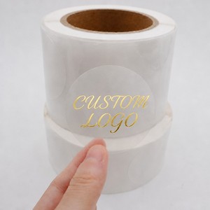 Etichette Adesive Trasparenti in Vinile con Logo Personalizzato Stampato Impermeabile e Lamina Dorata - Product Image 1