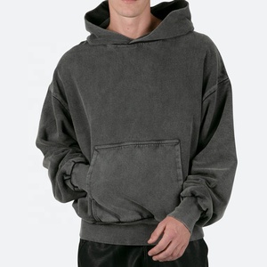 Streetwear Boxy de haute qualité de marque OEM Sweat à capuche en éponge française délavée à l'acide Sweat à capuche pour hommes sans ficelle avec logo personnalisé - Product Image 2