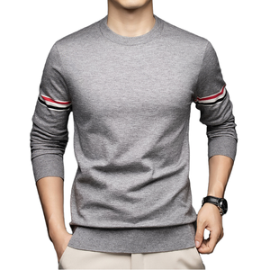 เสื้อสเวตเชิ้ตผู้ชายคุณภาพพรีเมียม ดีไซน์ลายทาง ผลิตโดยผู้ผลิตเสื้อผ้า ล้างสีแบบ Acid Wash ผ้าฝ้าย คอกลม - Product Image 1