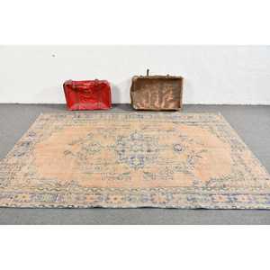 Alfombra Vintage Grande de 5.3x8.4 pies, Alfombra Turca Azul Ombré - Product Image 3