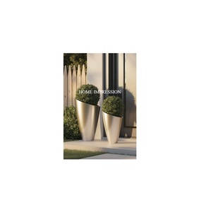 Juego de 2 macetas ecológicas ligeras cromadas de diferentes tamaños para decoración de jardín de flores artificiales, recién llegado - Product Image 1