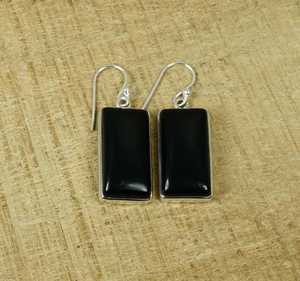 Black Onyx Sterling Silver Hook Earrings Handmade Gemstone Jewelry Elegant Dangle Earrings Women Gifts - Product Image 1
