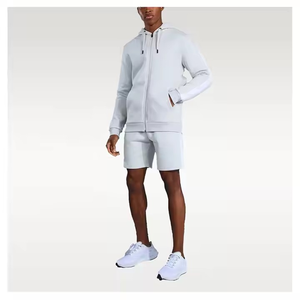 Conjunto de pantalones cortos con capucha de verano de manga larga cómodos de alta calidad, chándales de dos piezas, ropa de calle transpirable para hombres, conjuntos de pantalones cortos con capucha - Product Image 1