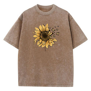 Trending custom Vintage Washed Sunflower & Butterfly Graphic <b>TShirt</b> Oversized Unisex <b>Summer</b> Tee Made from Soft Cotton for Unisex - Product Image 2
