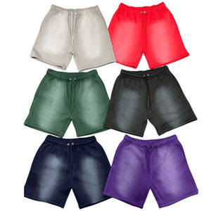 100% coton ourlet brut Streetwear Sun Fade Sweat Shorts éponge française Logo personnalisé lavage à l'acide Vintage en détresse hommes Shorts - Product Image 6