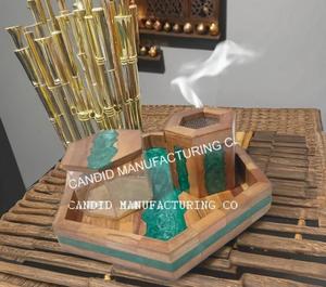 Bakhoor Incense Mubkhar Burner New Style Wooden <b>Candle</b> Holder Mother Pearl for Ramadan <b>Scented</b> Ambergris Benzoin - Product Image 2