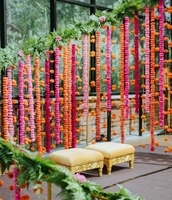 Guirlande de souci rose avec ensemble de souci orange pour décoration Haldi décoration suspendue pour décors, Mandap, fournitures d'événements