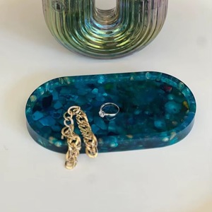 Plateau décoratif en résine de plusieurs couleurs, organisateur de cosmétiques, décoration d'intérieur, plateau ovale en résine, plateau de coiffeuse, haute qualité - Product Image 1