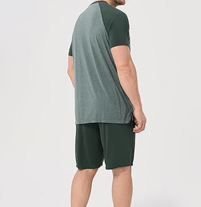 Tenues d'été décontractées pour hommes Nouveaux ensembles de 2 pièces en gros avec short respirant à manches courtes et cordon de serrage et t-shirt à épaules tombantes - Product Image 5