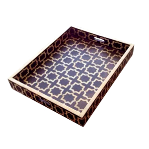 Plateau de service en bois carré pour décor de table Restaurants ustensiles de cuisine vaisselle de table plateau en bois utilisé motifs imprimés à la main - Product Image 2