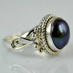 Navya Craft Handmade 925 Sterling Silver Women's Boho <b>Ring</b> Freshwater Peacock Black Pearl June Birthstone <b>Statement</b> Jewelry - Product Image 4