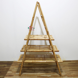 Sustainable Rattan <b>Ladder</b> <b>Shelf</b> with Three Tiers, Handcrafted Rack for Storage and Decoration - Product Image 6