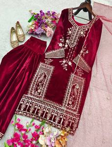 Designer Velvet Top & Dhoti-Patiyala & dupatta - Product Image 4