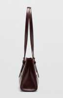 Sac fourre-tout tendance Y2K minimaliste vintage années 90 en cuir véritable bordeaux pour femme avec deux fermetures éclair et bandoulière réglable