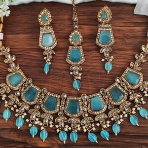 Ensemble de bijoux de créateur, bijoux anciens, poli Mehendi, belle tenue de fête, Design, perles, collier ras du cou Antique, ensembles de bijoux - Product Image 1