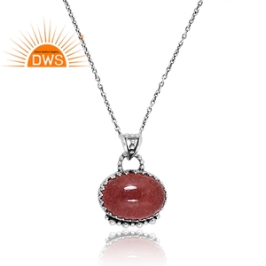 สร้อยคอจี้อัญมณีควอตซ์ธรรมชาติทำจากเงินแท้ออกซิไดซ์ผลิตตามสั่ง - Product Image 3