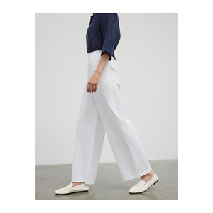 Pantalon respirant à jambes larges en mélange de coton avec ceinture élastique - Product Image 2