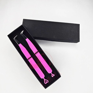 Pinzas de pestañas de maquillaje populares Cuidado de la belleza Pinzas de extensión de pestañas para niñas Pinzas de pestañas de acero inoxidable de etiqueta privada - Product Image 1
