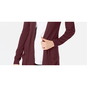 Cardigan en jersey pour femme Maison Jules, taille XX-Large, ouvert sur le devant, long et élégant, couleur bordeaux - Product Image 3