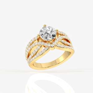 14K <b>Gold</b> Moissanite Diamond <b>Cocktail</b> <b>Ring</b> Portuguese Cut Elegant Portuguese Cut Moissanite Diamond <b>Cocktail</b> 14K <b>Gold</b> <b>Ring</b> - Product Image 3