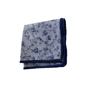 Groom Wear Pink Floral <b>Pocket</b> <b>Square</b> with <b>White</b> Knitted Edges - Product Image 3