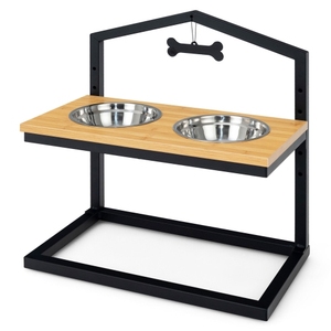 Support de gamelle surélevé réglable pour chien avec deux bols en acier inoxydable pour une installation facile de l'alimentation - Product Image 5