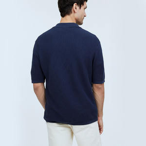 Premium OEM diseño algodón azul marino en blanco Waffle Knit hombres Polo camiseta para la venta hombres personalizados lana de punto Polos - Product Image 4