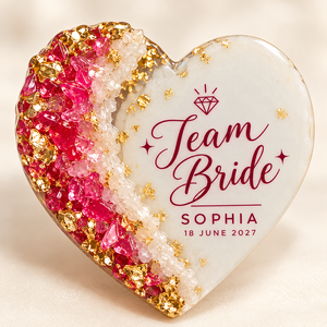 Imanes de Resina Epoxi con Forma de Corazón Personalizados, Recuerdos de Boda para el Equipo de la Novia, Regalos para la Fiesta de Despedida de Soltera, Nombres y Fechas Personalizados, Múltiples Opciones de Color - Product Image 4