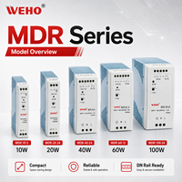 Alimentation électrique à découpage industrielle MDR série AC/DC ultra-mince sur rail DIN, 10W, 20W, 40W, 60W, 100W, 5V, 12V, 24V, 36V, 48V