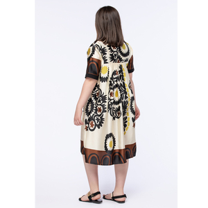 Derniers vêtements de fille élégants du fabricant direct OEM robe imprimée à encolure en V décontracté manches courtes Style de fête été printemps - Product Image 3