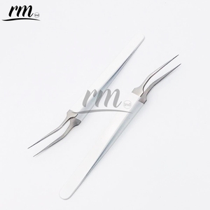 RMI High Quality Product Silver Tip and White Powder Coated Color Eyelash Tweezer 45 Degree Isolation Point Tip - Product Image 3