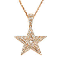Pendentif et breloque étoile en moissanite 0,5 carat taille brillant rond avec micro-incrustation en argent 925, style hip-hop, pour usage quotidien
