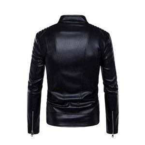 Men's New Style Genuine Leather <b>Jackets</b> Wholesale Supplier Stand Collar Zipper Letter Fashionable Canvas <b>Jacket</b> for Winter - Product Image 6