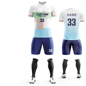 Ensemble d'uniformes de football d'hiver respirants à sublimation personnalisée maillot à col en V coutures renforcées en polyester léger de haute qualité - Product Image 6