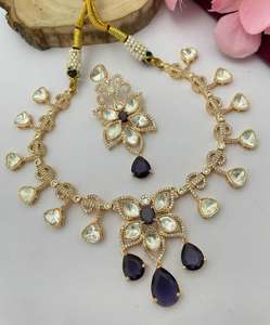 Ensemble de colliers Polki de qualité supérieure pour femmes Ensemble de colliers de luxe de belle dernière conception Complète les vêtements ethniques et occidentaux - Product Image 3