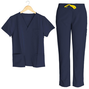 Alta calidad con cuello en V enfermera Scrub Tops salón de belleza enfermería cintura elástica pantalones suave elástico transpirable cirugía uniforme médico - Product Image 3