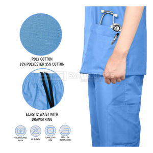 ชุดยูนิฟอร์มแพทย์สำหรับฤดูร้อนที่ใส่สบาย สำหรับบุคลากรทางการแพทย์ ผลิตจากผ้าถัก ประกอบด้วยเสื้อและกางเกง - Product Image 5