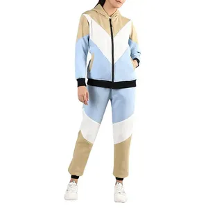 Chất lượng hàng đầu 2024 phụ nữ 2 mảnh Zip Up Hoodie và Jogger Tracksuit Bộ thể thao giản dị mồ hôi phù hợp với OEM ODM dịch vụ bởi sapparels