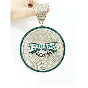 Pendentif de football Phila Eagles en émail, plaqué or 14 carats et rhodium, argent sterling 925, diamant moissanite, breloque pour fan de football - Product Image 4