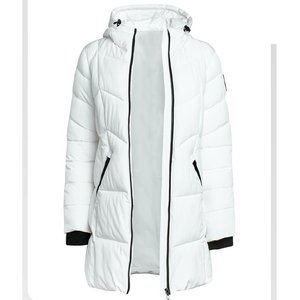 Veste d'hiver pour femme, haute qualité, coupe-vent, à capuche, longue, rembourrée, 100% duvet de canard, mélange nylon et élasthanne. - Product Image 1