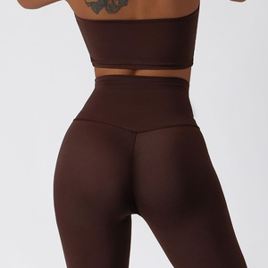<b>Women</b> Yoga Three Piece Set High Waist Stretch Ribbed Knitted Spandex Sports Bra <b>Leggings</b> Jacket Gym Workout Activewear - Product Image 3
