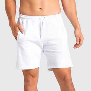 กางเกงขาสั้นกันหนาวสำหรับออกกำลังกายในยิมของผู้ชายโลโก้กำหนดเองโลโก้ใหม่ผ้าฟลีซเทอร์รี่เชือกถักผ้าฝ้ายสแปนเด็กซ์สีพื้น - Product Image 5