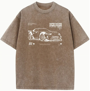 เสื้อยืดสำหรับผู้ชายและผู้หญิงผ้าคอตตอนโอเวอร์ไซส์พิมพ์ลายลำลองแนวสตรีทผ้าคอตตอนสำหรับแข่งขันแข่งรถ - Product Image 4