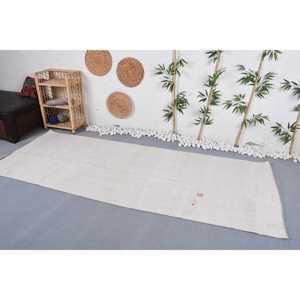 Tapis Kilim, tapis vintage 3,6x9,4 pieds, tapis beige patchwork en laine - Product Image 3