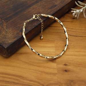 Golden Twisted <b>Bracelet</b> Minimalist Adjustable Jewelry, Elegant Everyday Gift Stackable Bangle - Product Image 1