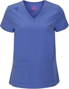 Uniformes médicaux personnalisés pour femmes col en V ensemble de gommage haut et pantalon cargo tailles régulières et petites tailles fabricant de vêtements de travail extensibles - Product Image 2