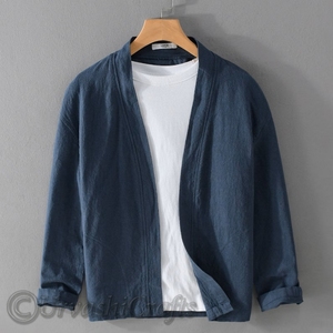 ฤดูใบไม้ผลิและฤดูใบไม้ร่วงใหม่สบายๆผ้าลินินแขนยาวผู้ชายเสื้อสไตล์จีนแนวโน้มสบายๆหลวมวรรณกรรมเสื้อสําหรับชายขายส่ง - Product Image 1