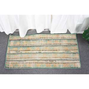 Alfombra ecológica de lana verde Beige de 1,4x2,8 pies de área grande moderna, diseño de comedor rectangular de retazos de estilo turco, látex - Product Image 1